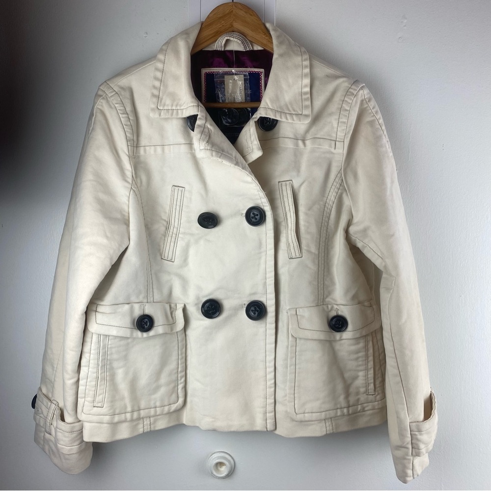 NWT American Eagle Y2k Cream Doubke Breasted Jacket Peac Coat Button Up XL